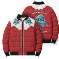 Western Yoke Bomber Puffer Jacket Turtle Going Home For Christmas - Wonder Print Shop