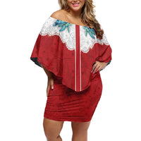 Western Yoke Off Shoulder Short Dress Turtle Going Home For Christmas - Wonder Print Shop