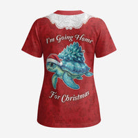 Western Yoke Scrub Top Turtle Going Home For Christmas - Wonder Print Shop