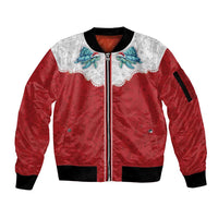 Western Yoke Sleeve Zip Bomber Jacket Turtle Going Home For Christmas - Wonder Print Shop