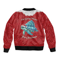 Western Yoke Sleeve Zip Bomber Jacket Turtle Going Home For Christmas - Wonder Print Shop
