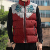 Western Yoke Sleeveless Puffer Jacket Turtle Going Home For Christmas - Wonder Print Shop