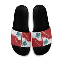 Western Yoke Slide Sandals Turtle Going Home For Christmas - Wonder Print Shop