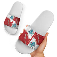 Western Yoke Slide Sandals Turtle Going Home For Christmas - Wonder Print Shop