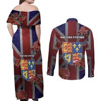 British Empire Couples Matching Off Shoulder Maxi Dress and Long Sleeve Button Shirt Rule Britannia - Wonder Print Shop