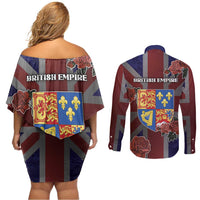 British Empire Couples Matching Off Shoulder Short Dress and Long Sleeve Button Shirt Rule Britannia - Wonder Print Shop