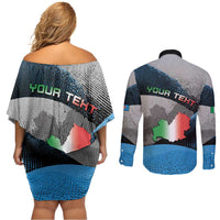 Personalized Italy Molise Couples Matching Off Shoulder Short Dress and Long Sleeve Button Shirt Coat Of Arms With Dynamic Dot Patterns