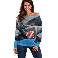 Personalized Italy Molise Off Shoulder Sweater Coat Of Arms With Dynamic Dot Patterns