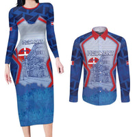 Custom Italy Piedmont Couples Matching Long Sleeve Bodycon Dress and Long Sleeve Button Shirt Capital Turin Urban Sketch