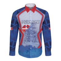 Custom Italy Piedmont Long Sleeve Button Shirt Capital Turin Urban Sketch