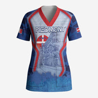 Custom Italy Piedmont Scrub Top Capital Turin Urban Sketch