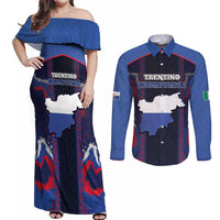 Personalized Italy Trentino-South Tyrol Couples Matching Off Shoulder Maxi Dress and Long Sleeve Button Shirt Coat Of Arms Eagle And Roman Patterns