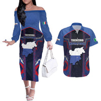 Personalized Italy Trentino-South Tyrol Couples Matching Off The Shoulder Long Sleeve Dress and Hawaiian Shirt Coat Of Arms Eagle And Roman Patterns