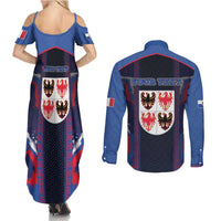 Personalized Italy Trentino-South Tyrol Couples Matching Summer Maxi Dress and Long Sleeve Button Shirt Coat Of Arms Eagle And Roman Patterns