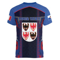 Personalized Italy Trentino-South Tyrol Women V-Neck T-Shirt Coat Of Arms Eagle And Roman Patterns