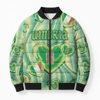 Personalized Italy Umbria Bomber Puffer Jacket Flag Emerald Heart Candy