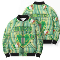 Personalized Italy Umbria Bomber Puffer Jacket Flag Emerald Heart Candy