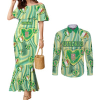 Personalized Italy Umbria Couples Matching Mermaid Dress and Long Sleeve Button Shirt Flag Emerald Heart Candy