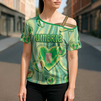 Personalized Italy Umbria Cross Shoulder Shirt Flag Emerald Heart Candy