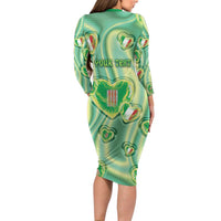 Personalized Italy Umbria Family Matching Long Sleeve Bodycon Dress and Hawaiian Shirt Flag Emerald Heart Candy