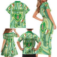Personalized Italy Umbria Family Matching Short Sleeve Bodycon Dress and Hawaiian Shirt Flag Emerald Heart Candy