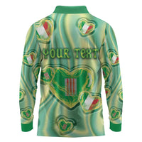 Personalized Italy Umbria Long Sleeve Polo Shirt Flag Emerald Heart Candy
