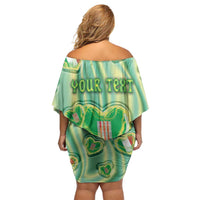 Personalized Italy Umbria Off Shoulder Short Dress Flag Emerald Heart Candy