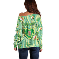 Personalized Italy Umbria Off Shoulder Sweater Flag Emerald Heart Candy