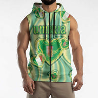 Personalized Italy Umbria Sleeveless Zip Hoodie Flag Emerald Heart Candy
