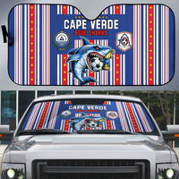 Cape Verde Football Auto Sun Shade Monster Blue Shark Striped Style