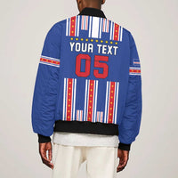 Custom Cape Verde Football Bomber Jacket Monster Blue Shark Striped Style