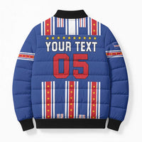 Custom Cape Verde Football Bomber Puffer Jacket Monster Blue Shark Striped Style