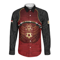 Custom Egypt Football Long Sleeve Button Shirt Tribal Eagle With Ancient Egyptian Patterns