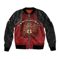 Custom Egypt Football Sleeve Zip Bomber Jacket Tribal Eagle With Ancient Egyptian Patterns