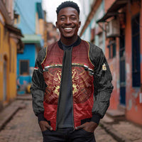 Custom Egypt Football Sleeve Zip Bomber Jacket Tribal Eagle With Ancient Egyptian Patterns