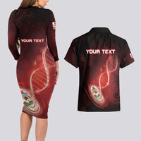 Personalized Bermuda Is In My DNA Couples Matching Long Sleeve Bodycon Dress and Hawaiian Shirt - Wonder Print Shop