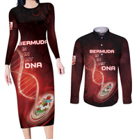 Personalized Bermuda Is In My DNA Couples Matching Long Sleeve Bodycon Dress and Long Sleeve Button Shirt - Wonder Print Shop