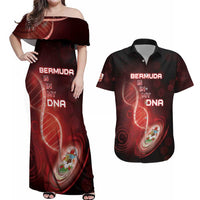 Personalized Bermuda Is In My DNA Couples Matching Off Shoulder Maxi Dress and Hawaiian Shirt - Wonder Print Shop
