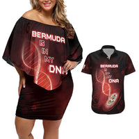 Personalized Bermuda Is In My DNA Couples Matching Off Shoulder Short Dress and Hawaiian Shirt - Wonder Print Shop