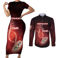 Personalized Bermuda Is In My DNA Couples Matching Short Sleeve Bodycon Dress and Long Sleeve Button Shirt - Wonder Print Shop