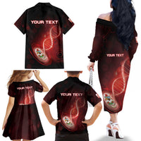 Personalized Bermuda Is In My DNA Family Matching Off The Shoulder Long Sleeve Dress and Hawaiian Shirt - Wonder Print Shop