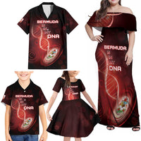 Personalized Bermuda Is In My DNA Family Matching Off Shoulder Maxi Dress and Hawaiian Shirt - Wonder Print Shop