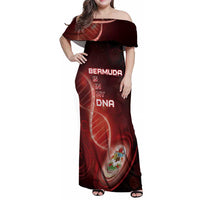 Personalized Bermuda Is In My DNA Family Matching Off Shoulder Maxi Dress and Hawaiian Shirt - Wonder Print Shop