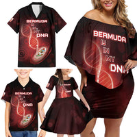 Personalized Bermuda Is In My DNA Family Matching Off Shoulder Short Dress and Hawaiian Shirt - Wonder Print Shop
