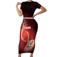 Personalized Bermuda Is In My DNA Family Matching Short Sleeve Bodycon Dress and Hawaiian Shirt - Wonder Print Shop