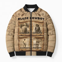 Black Cowboy Bomber Puffer Jacket Melanin Black History Western Grunge - Wonder Print Shop