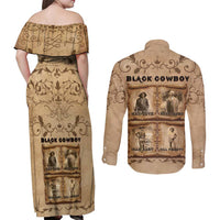 Black Cowboy Couples Matching Off Shoulder Maxi Dress and Long Sleeve Button Shirt Melanin Black History Western Grunge - Wonder Print Shop