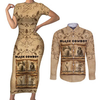 Black Cowboy Couples Matching Short Sleeve Bodycon Dress and Long Sleeve Button Shirt Melanin Black History Western Grunge - Wonder Print Shop