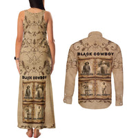 Black Cowboy Couples Matching Tank Maxi Dress and Long Sleeve Button Shirt Melanin Black History Western Grunge - Wonder Print Shop