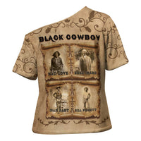 Black Cowboy Cross Shoulder Shirt Melanin Black History Western Grunge - Wonder Print Shop